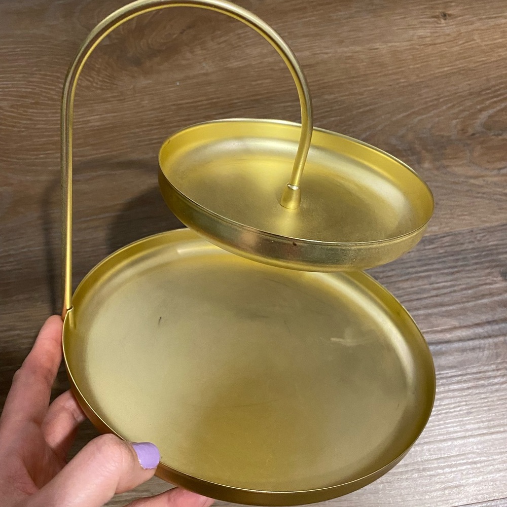Gold Two-Tiered Serving Tray
